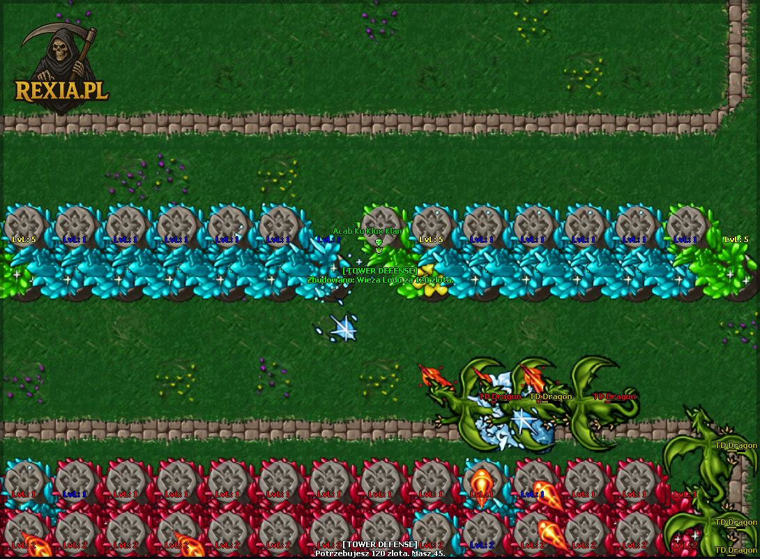 Rozgrywka Tower Defense na serwerze Rexia